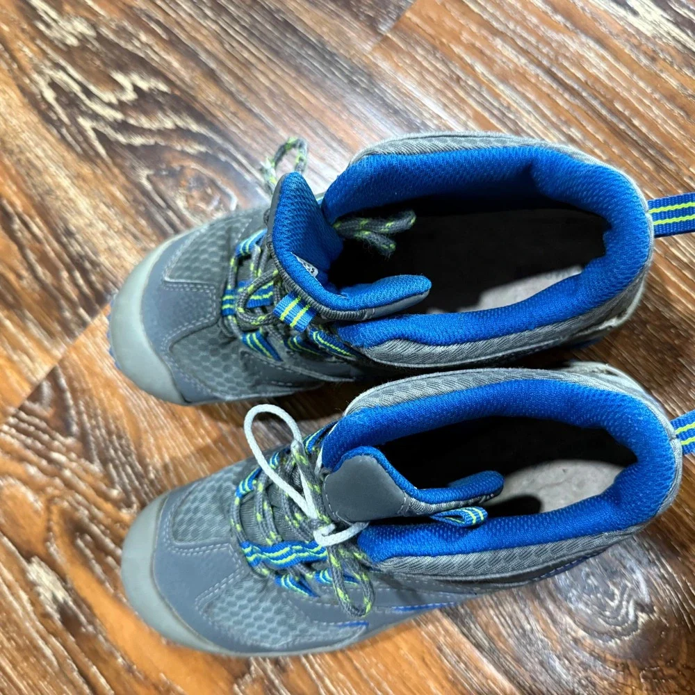Merrell Kids Waterproof Hiking Boots Grey Blue MK263305 Size 2M Trail Shoes Boys